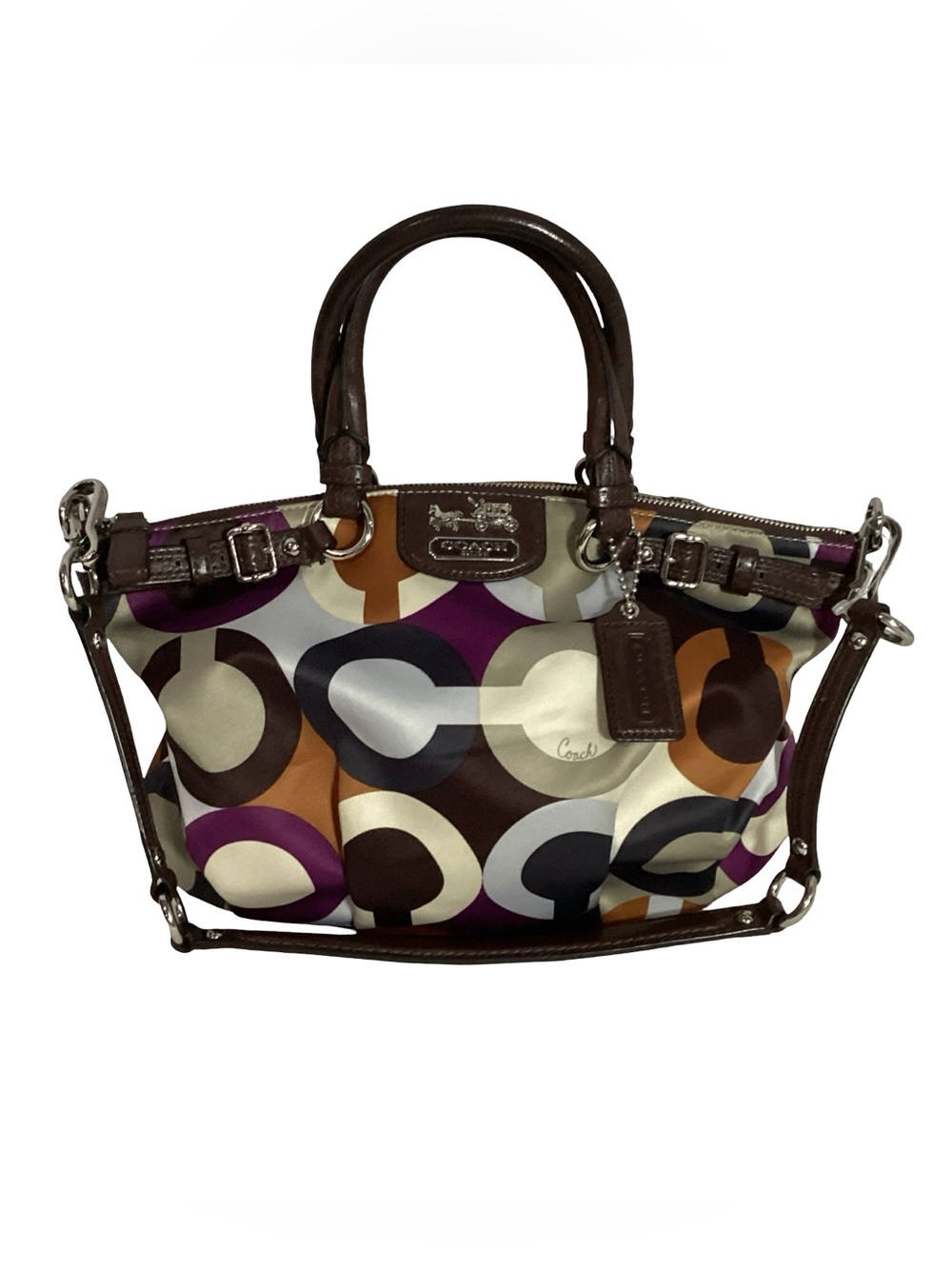 COACH Madison Graphic Op Art Signature Sophia Satchel Shoulder Bag EUC